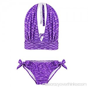 YiZYiF Girls Fish Scale Pattern Bow Bikini Bathing Suit Set Purple B06XK4YG98